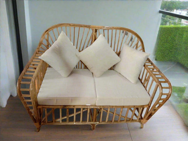 IRA 2-Seating Sofa Set Vintage Design - Natural Rattan, Compact Love Seat for Small Spaces