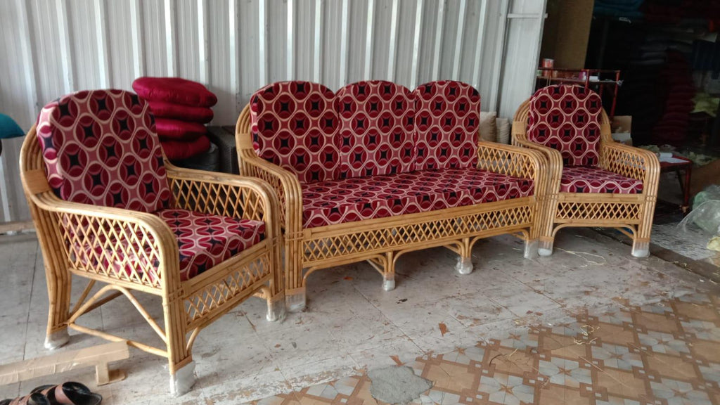 Create a Bohemian Oasis with Our Cane Boho Sofa Set for Living