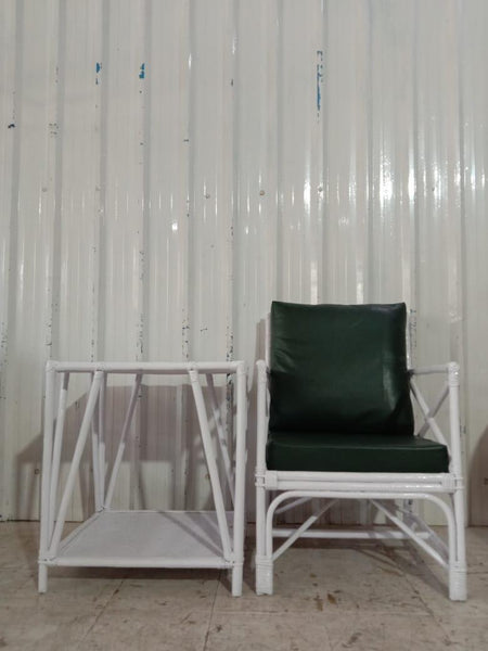 IRA Armchair with Table – White Cane Armchair & Rattan Furniture for Living Room & Outdoor Seating