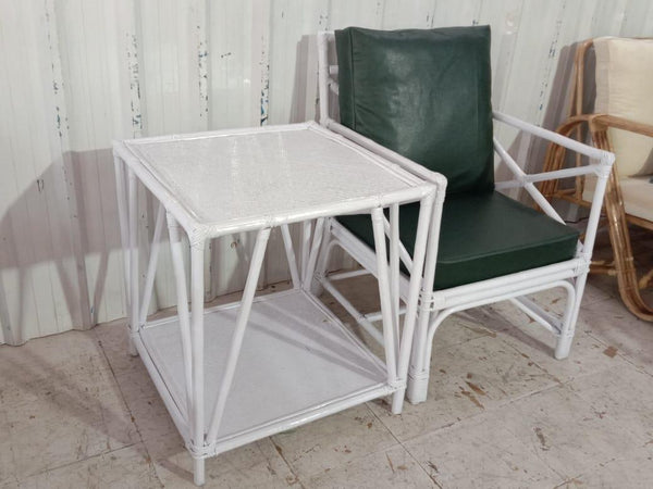IRA Armchair with Table – White Cane Armchair & Rattan Furniture for Living Room & Outdoor Seating