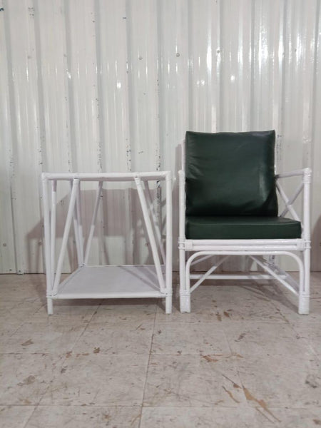 IRA Armchair with Table – White Cane Armchair & Rattan Furniture for Living Room & Outdoor Seating